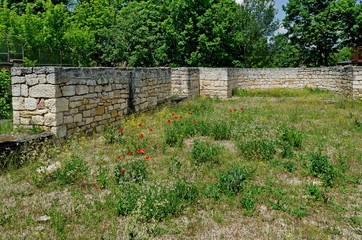 External fortified wall of Archaeological complex Abritus in present town Razgrad, Bulgaria, Europe 