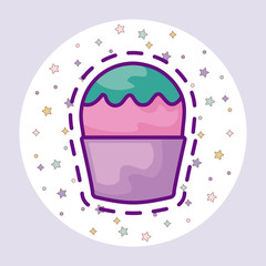 patch with ice cream in cup plastic