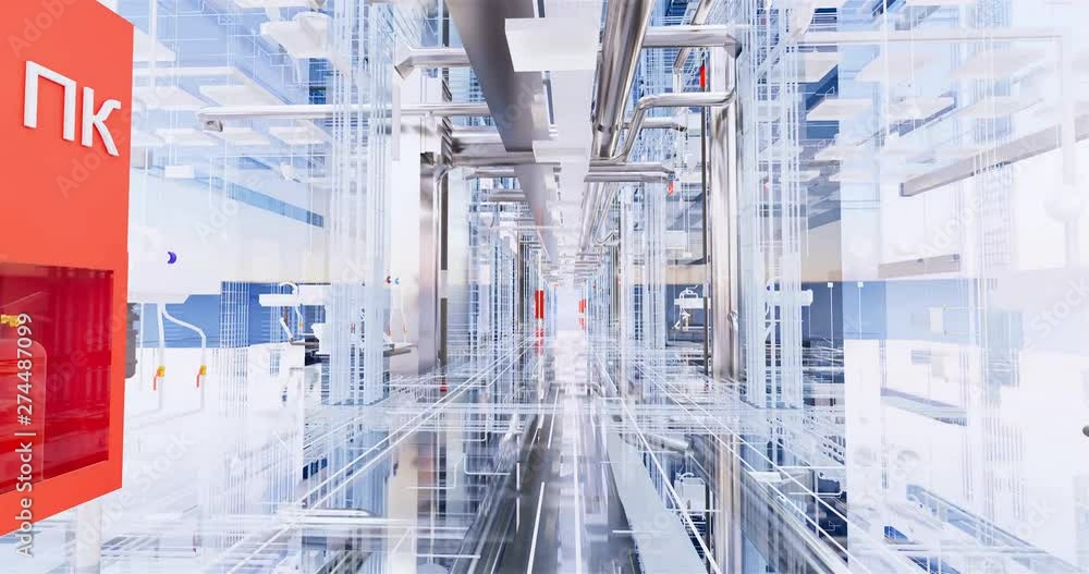 Aufkleber timelapse visualization of a bim model of an office building with transparent walls