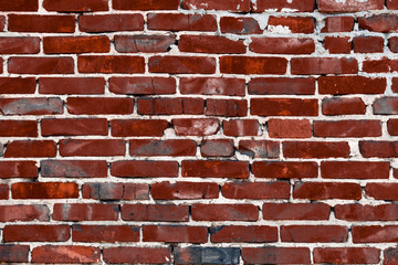 Red brick wall. Place for text. The texture of the wall.