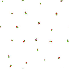 Seamless pattern of houses in doodle style