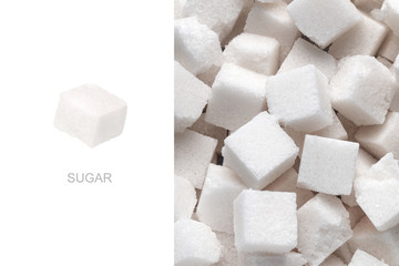 Creative layout made of sugar cubes, sweet concept