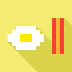 Pixel delicious bacon and egg duo icon game set menu seamless pattern