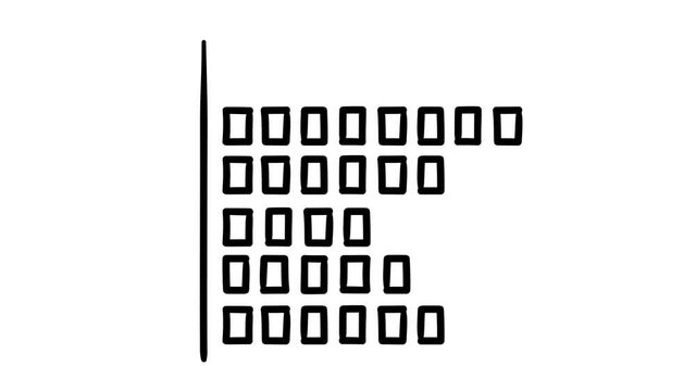 A hand-drawn horisontal bar chart consisting of segments.