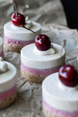 Vegan raw desserts. Love for a healthy vegan food concept