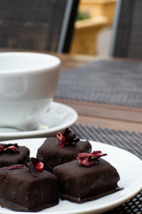 Vegan raw desserts. Love for a healthy vegan food concept