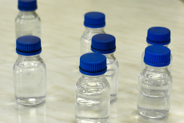 chemical glassware for storing chemicals and solution. spheres of application - medicine, chemistry, health care, water supply, science. Laboratory