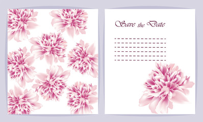 Beautiful background with Peony flowers and space for text. Vector illustration. EPS 10