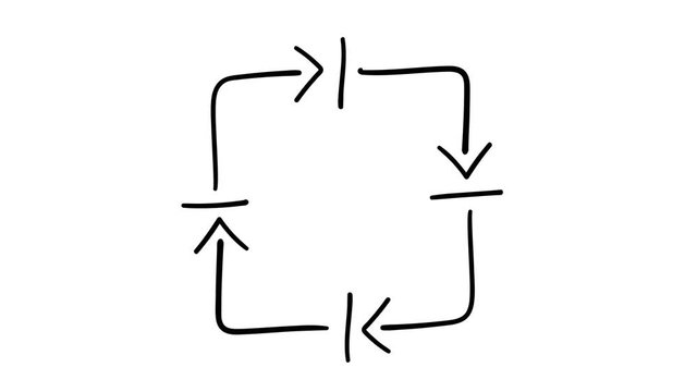 Hand-drawn infographic element - square arrows of recycling.