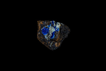 Blue Azurite Mineral on Black