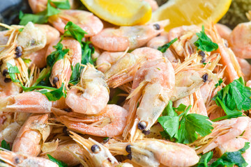 Boiled shrimp , close-up