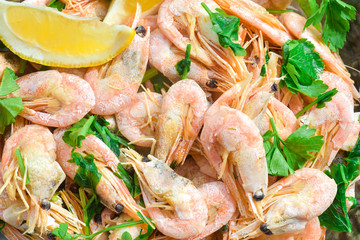 Boiled shrimp , close-up