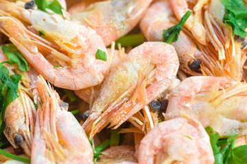 Boiled shrimp , close-up