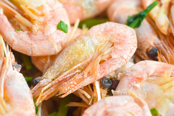Boiled shrimp , close-up