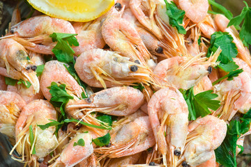 Boiled shrimp , close-up