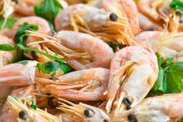 Boiled shrimp , close-up