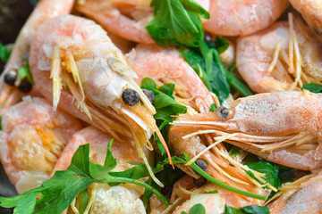Boiled shrimp , close-up