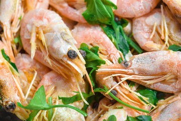 Boiled shrimp , close-up