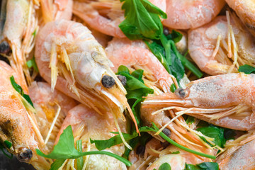 Boiled shrimp , close-up