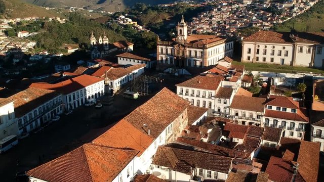 city landscape Ouro Preto, Brazil - MG, historic Brazilian city. Aerial view.