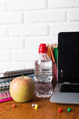 Modern classrom in school with laptop