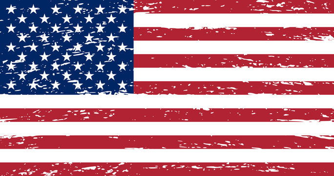 United States of America flag grunge style. The correct proportions and color. Vector image