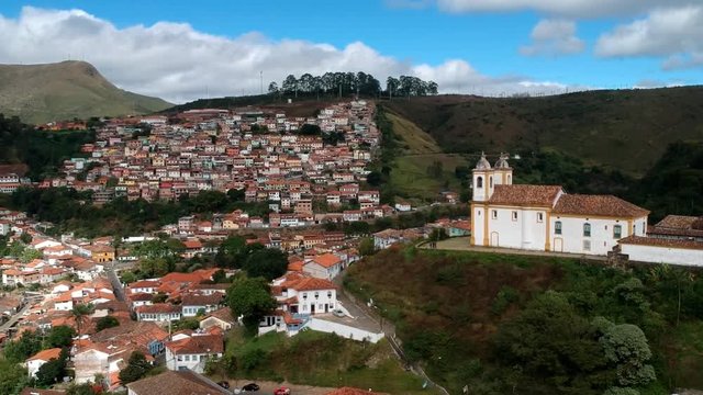 city landscape Ouro Preto, Brazil - MG, historic Brazilian city. Aerial view.
