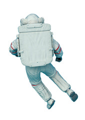 astronaut float back pose in a white background rear view