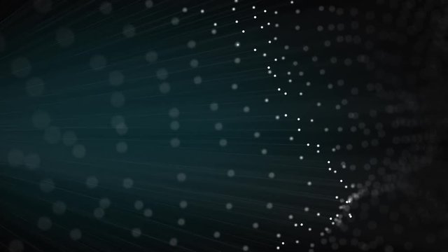 Abstract computer generated geometrical animation, amorphous shape from dots and beams, slow motion animation of future shape, 4K geometric abstraction for web or presentation