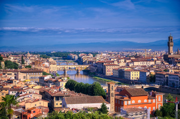 Fototapeta na wymiar Florence, Italy along the Arno River.