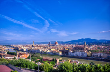 Obraz premium Florence, Italy along the Arno River.