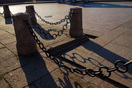 Curbstones and rings in St. Petersburg