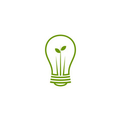 Ecological lamp logo design vector template