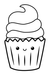 Cupcake dessert cartoon design vector illustration