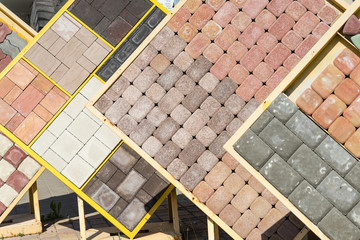 Sale of tiles for the sidewalk and tracks.