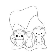 cute porcupines animals isolated icon