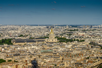 Panoramic bird view over downtown of Paris during sunset, Paris, France
