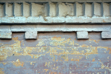 Decorative brick element of the facade wall of the building of the nineteenth century