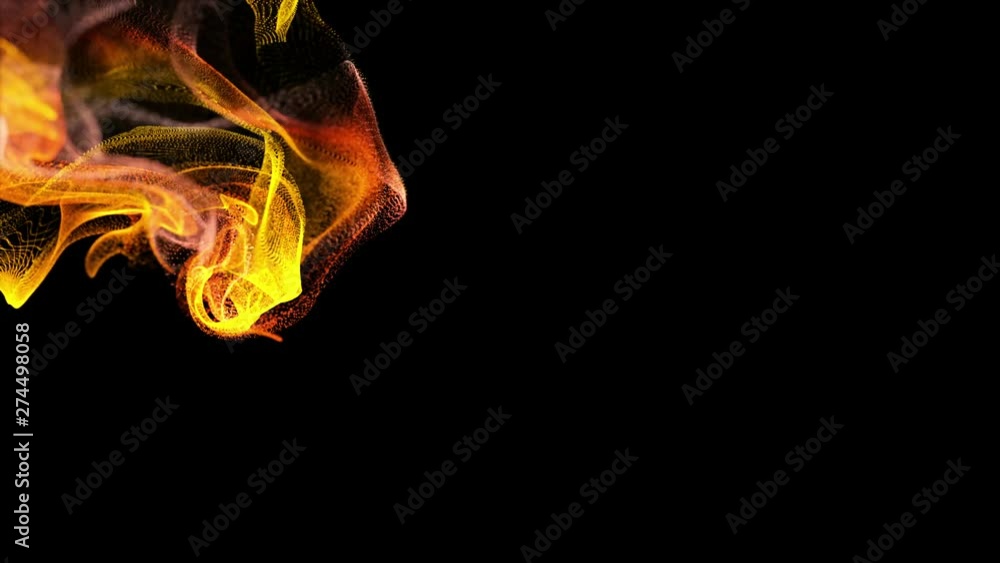 Poster luminous particles fly in liquid, 3d ink effect of advection. glow particles move in a stream of liq