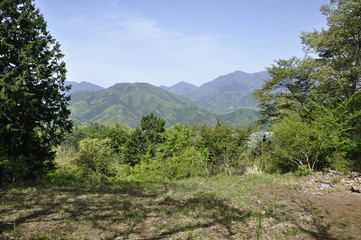 新緑の山地