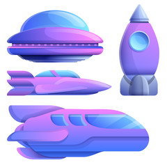 set of cartoon space ships, vector illustration