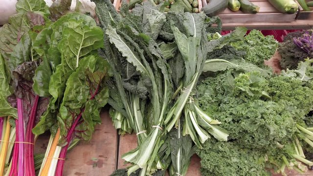 A variety of organically grown vegetables at the farmers market