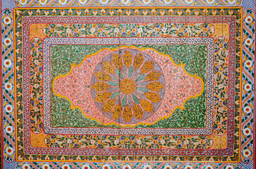 Moroccan arabesque crafts with multicolored leaves and flowers. marrakesh morocco