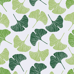 Seamless pattern green ginkgo biloba design for background, wallpaper, clothing, wrapping, fabric