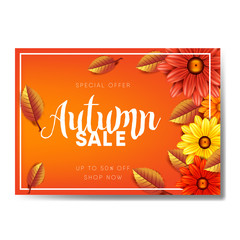 Autumn horizontal banner background design for sale promotion, web banner or poster