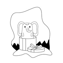 cute elephant animal in gift box