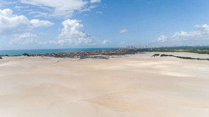 Beautiful aerial image of dunes in the Natal city, Rio Grande do Norte, Brazil.