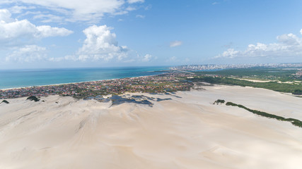Beautiful aerial image of dunes in the Natal city, Rio Grande do Norte, Brazil.