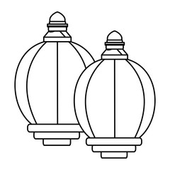 lantern icon cartoon isolated in black and white