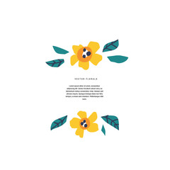 Text floral frame hand drawn vector template